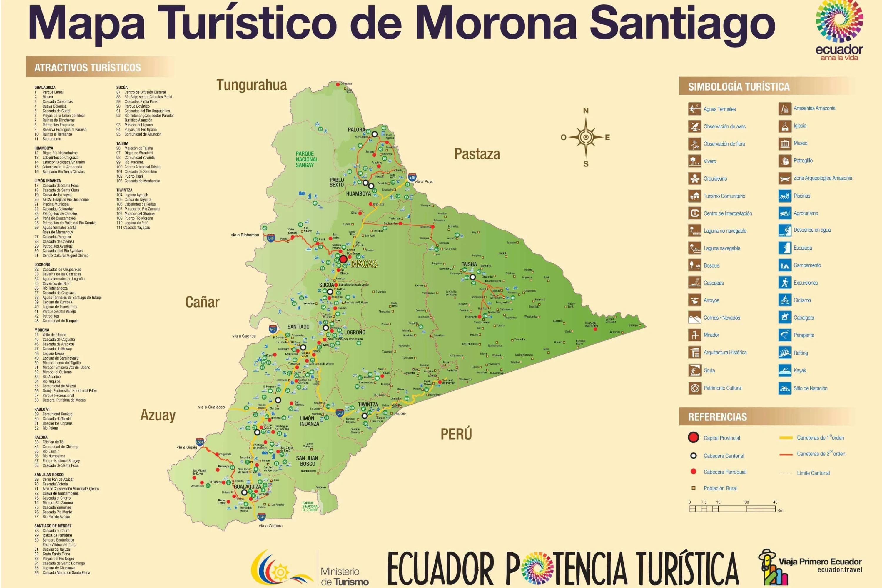 Mapa Lugares turísticos Morona Santiago