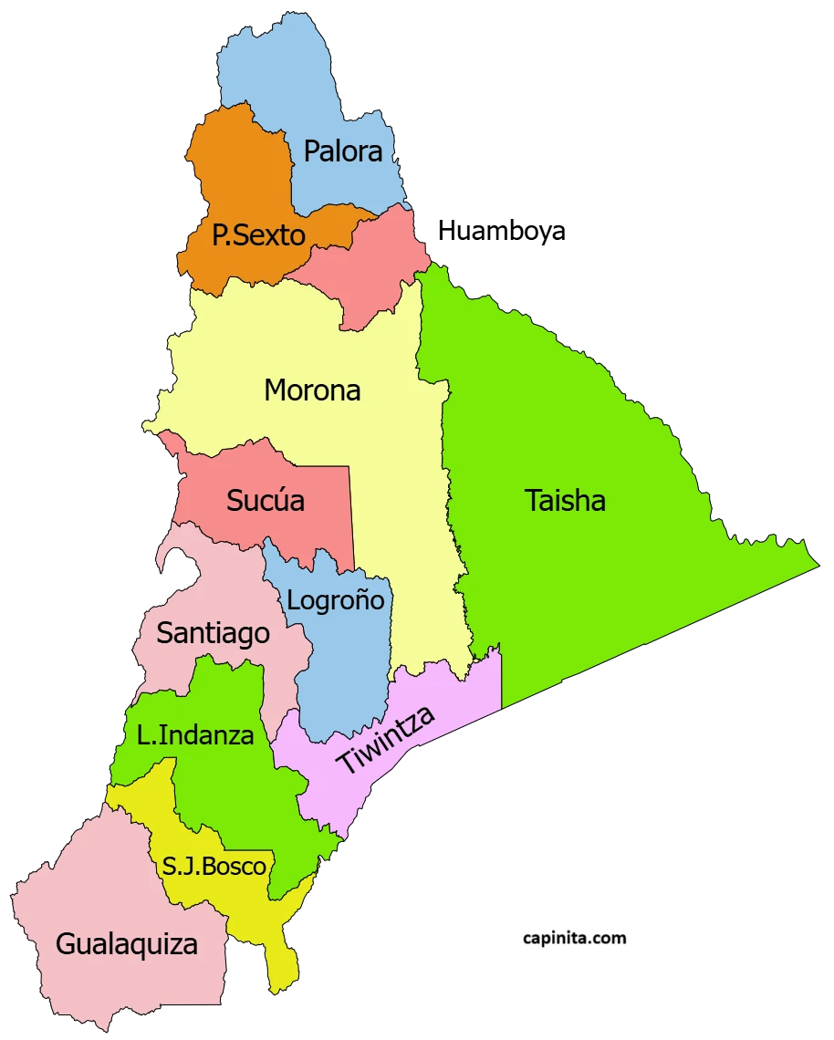 mapa geografico para colorear provincia Morona Santiago