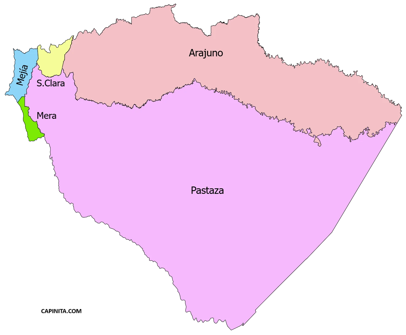 mapa geografico para colorear provincia Pastaza